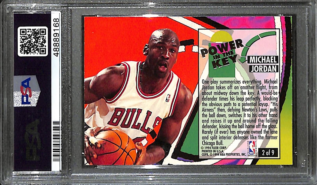 1993-94 Fleer Ultra Michael Jordan Power in the Key Insert Graded PSA 7 NM